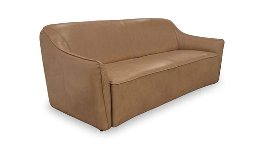 83.5" Tan Leather Sofa