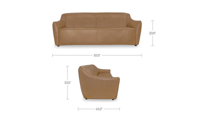 83.5" Tan Leather Sofa