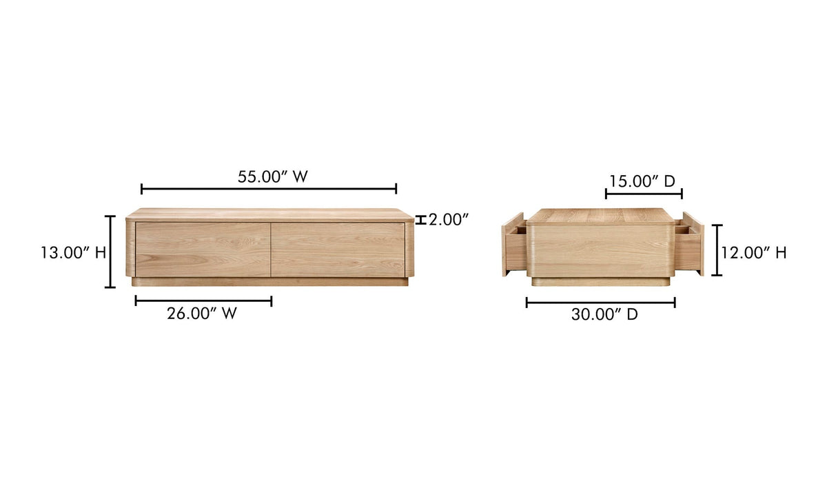 55" Oak Round Coffee Table