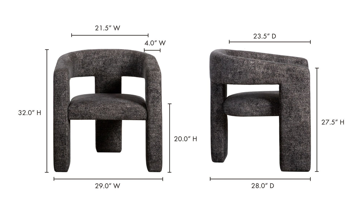 29" Black Upholstered Accent Chair