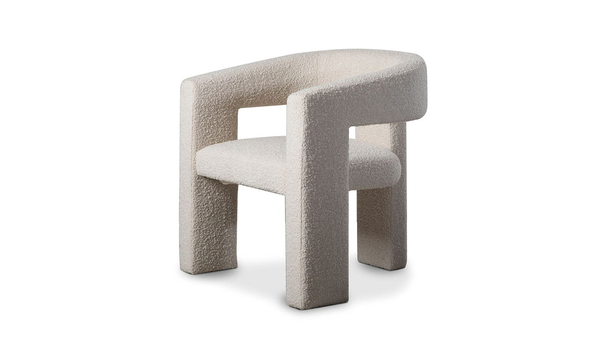29" White Boucle Accent Chair