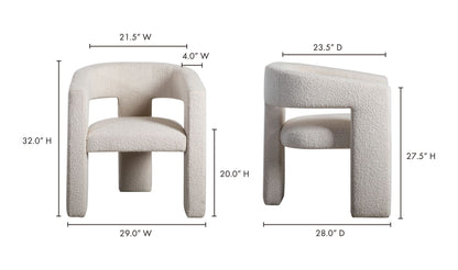 29" White Boucle Accent Chair