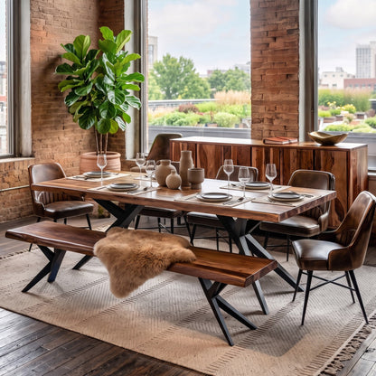 80" Natural Sheesham Dining Table