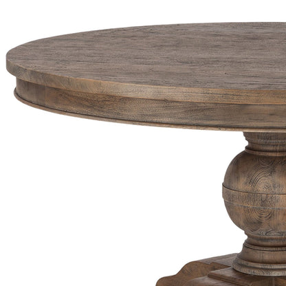 72″ Weathered Teak Mango Wood Round Dining Table