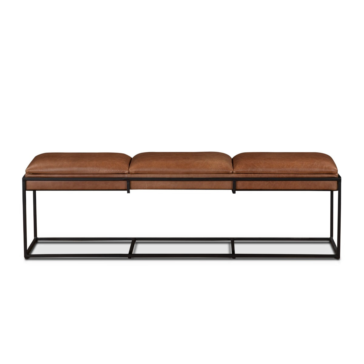 62" Cognac Leather Bench
