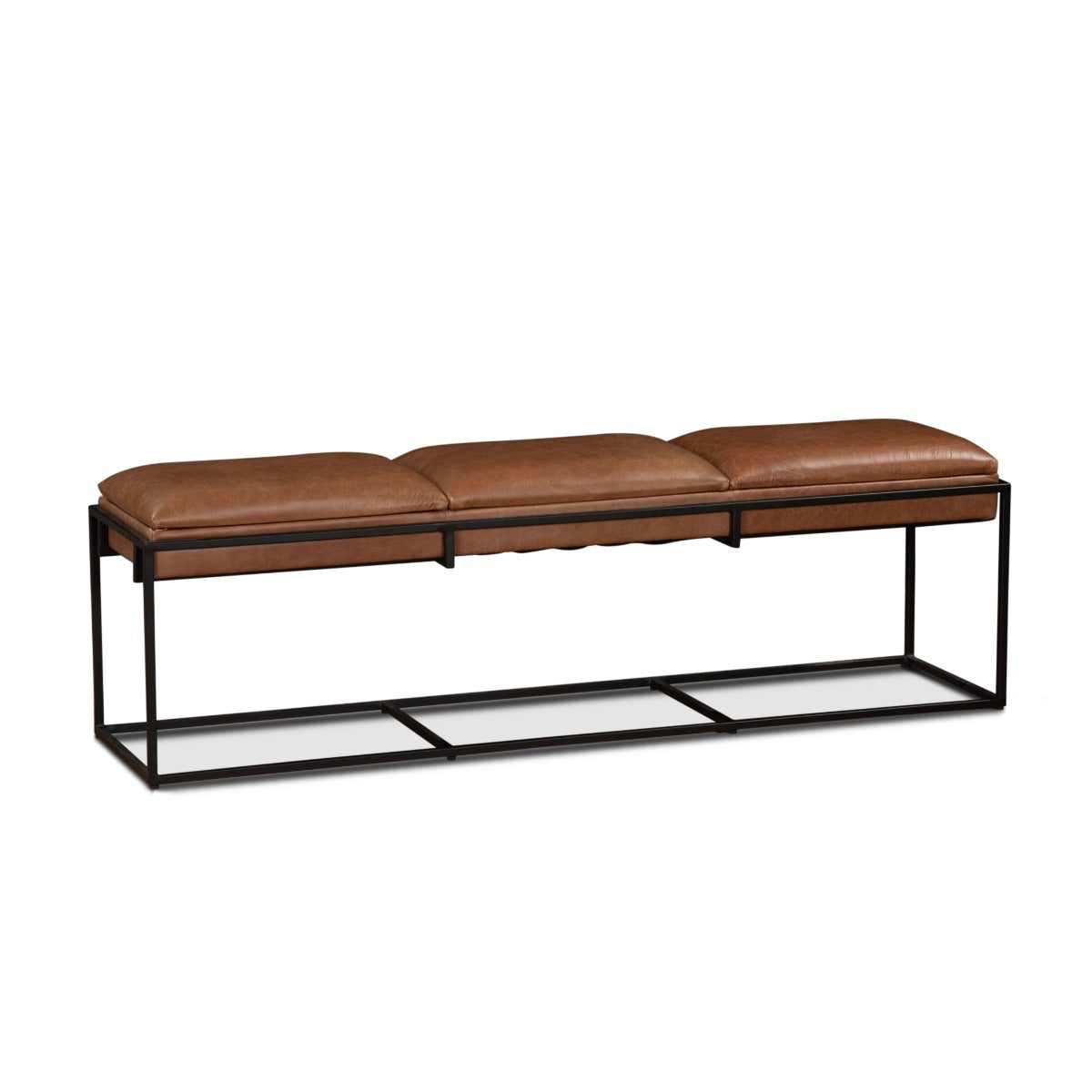 62" Cognac Leather Bench