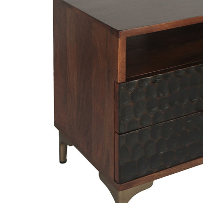 26" Two-Tone Carved Wood Nightstand