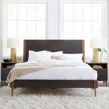 80" Two-Tone Carved Wood King Size Bed
