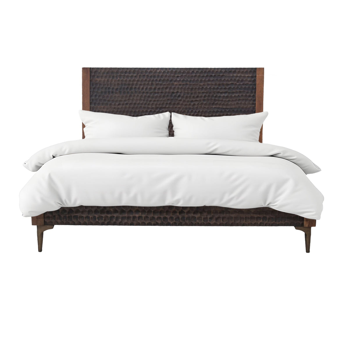 80" Two-Tone Carved Wood King Size Bed