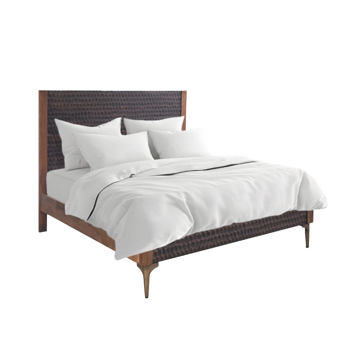 80" Two-Tone Carved Wood King Size Bed