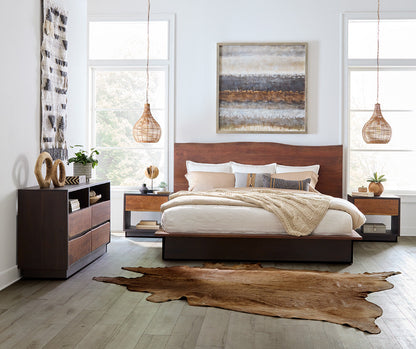 91" Raw Walnut and Ebony King Size Bed