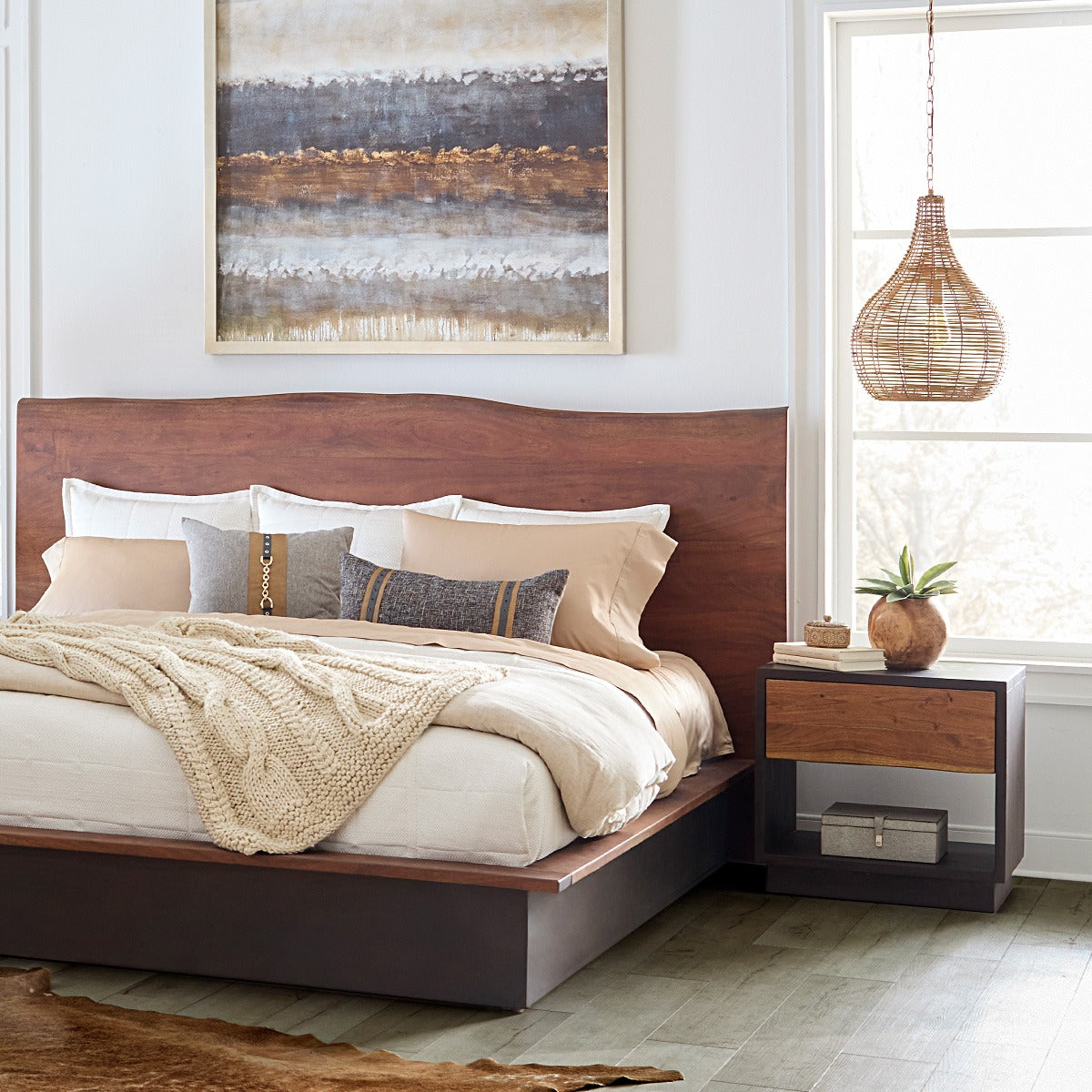 24" Raw Walnut Wood Nightstand