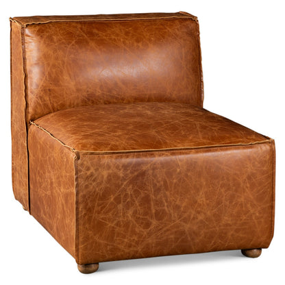 112" Cocoa Brown Leather Sectional Sofa