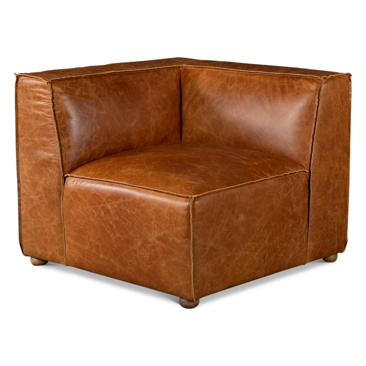 112" Cocoa Brown Leather Sectional Sofa
