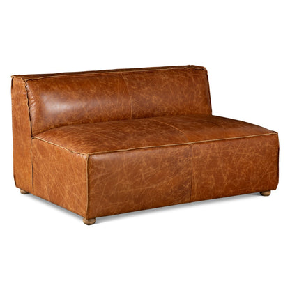 112" Cocoa Brown Leather Sectional Sofa