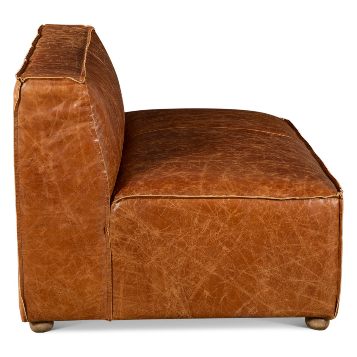 112" Cocoa Brown Leather Sectional Sofa