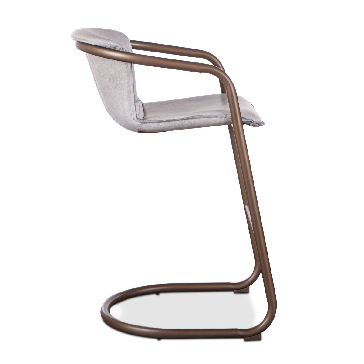 22" Vintage White Leather Bar Chair