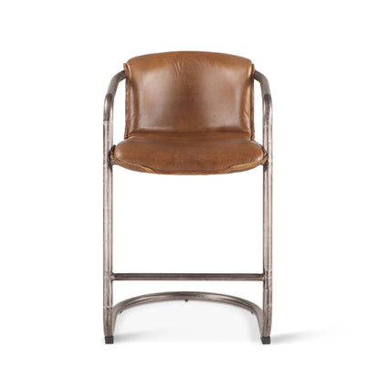 22" Chestnut Leather Counter Chair