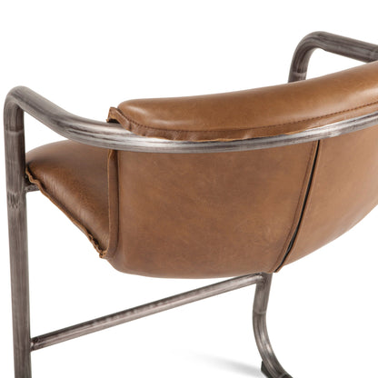 22" Chestnut Leather Counter Chair
