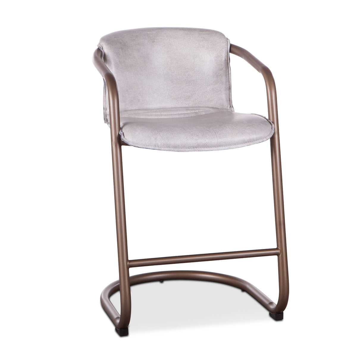 22" Vintage White Leather Counter Chair