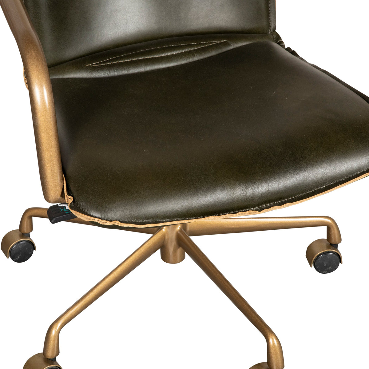22" Emerald Green Leather and Antique Gold Swivel Office Chair